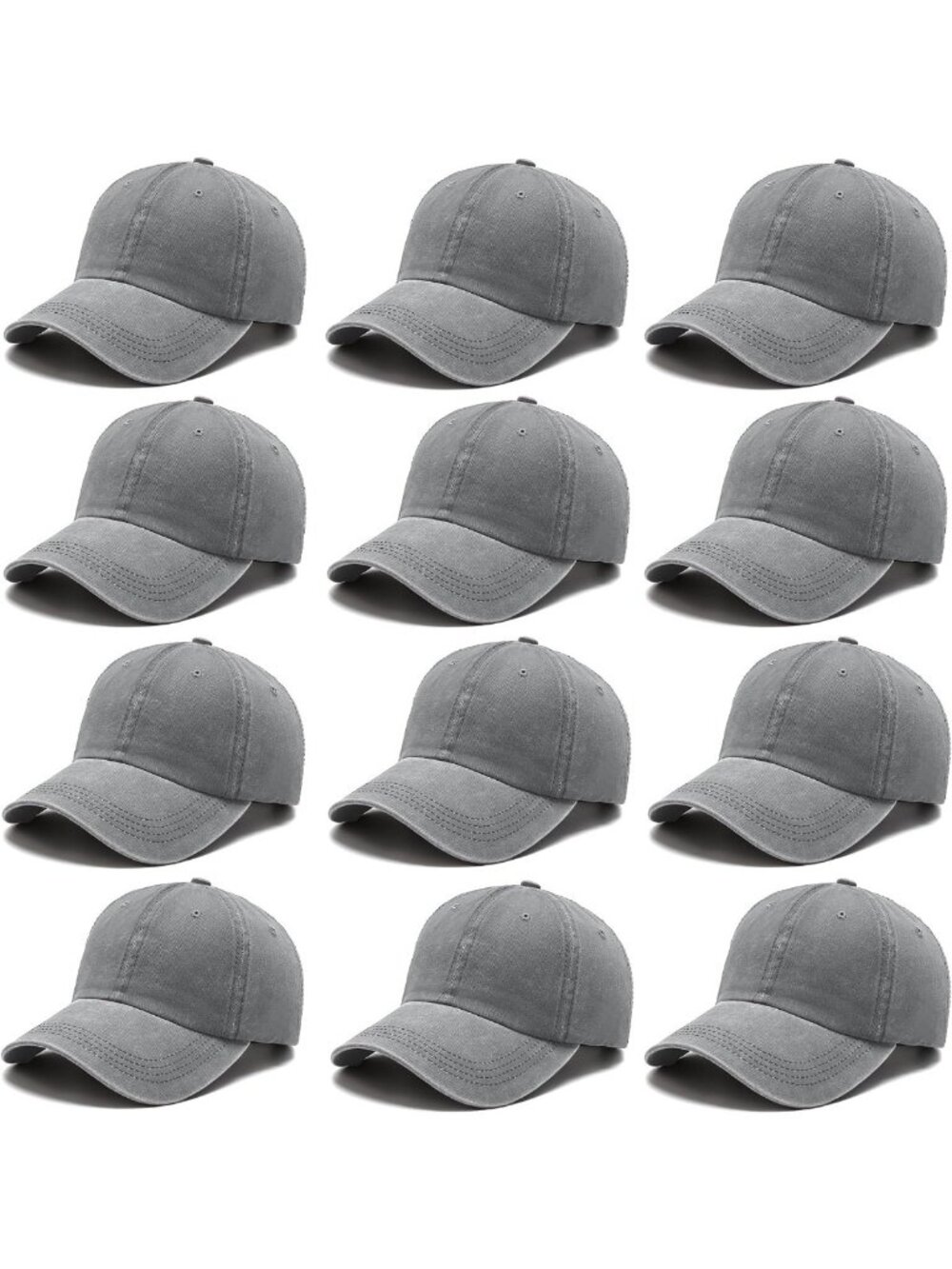 Vintage Distressed Baseball Caps for Men & Women - 12 Pack Adjustable Twill Hats